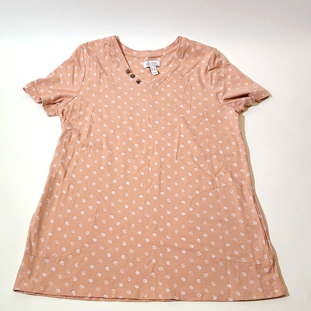 Denim and Co Polka dot tunic top women's PS